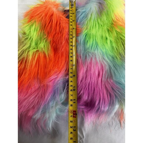 JEM and The Holograms Fluffy Furry Rainbow Youth Vest Size Small 6-6X Costume - Picture 11 of 13